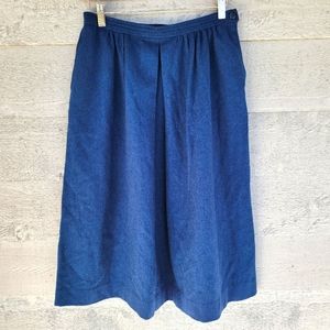 Vintage Pendleton Virgin Wool A Line Below Knee Length Skirt Blue size 14